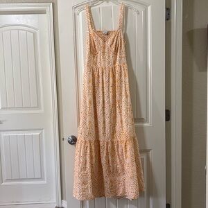 LOFT Orange and White Patterned Dress